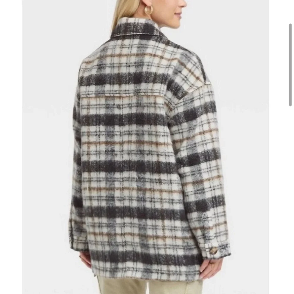 Universal Thread Wool Blend Plaid Shacket – Tan Black – XS NWT - Picture 2 of 6